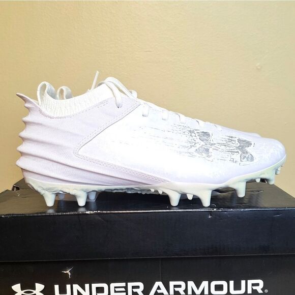Under Armour Blur Smoke Suede 2.0 MC Mens 8.5 White Football Cleats 3027978-101 - Picture 1 of 7